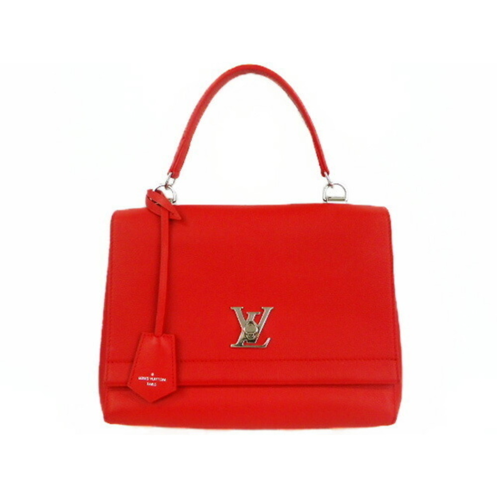 Louis Vuitton Lock Me II Calf Leather Handbag Ruby Red